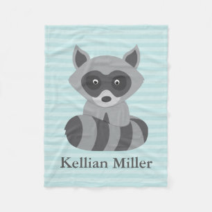 Teal Baby Racoon Fleece Blanket