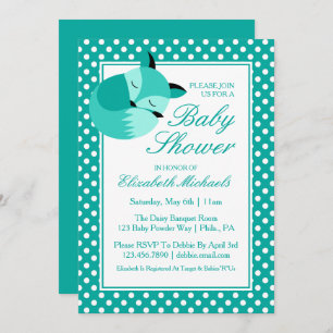 Teal Baby Shower Fox Invitation