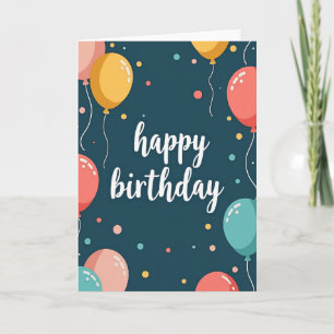 Teal Balloons Birthday Card