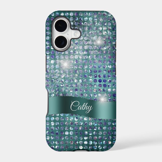 Teal Banner Sparkle Blue Gem Glam (Back)