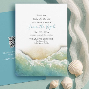 Teal Beach Bridal Shower Invitations Seashore