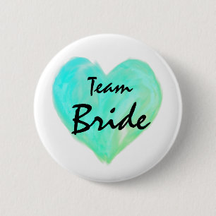 Teal Beach Team Bride Abstract Paint Love  Button