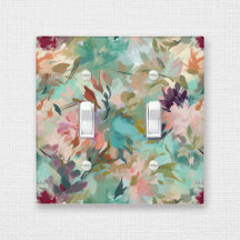Teal Beige Abstract Painting Floral Pattern