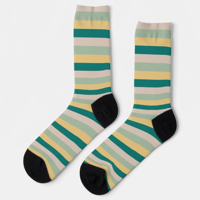 Teal, Beige and Sage  Socks (Left)