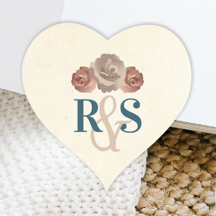Teal, Beige, Dusty Pink Monogram Heart Sticker