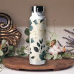 Teal Beige Soft Pretty Floral Water Bottle<br><div class="desc">Floral Water Bottle.</div>