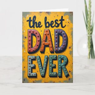 Teal Best Dad Ever Block Print Card