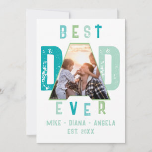Teal Best Dad Ever Our Super Dad Fathers Day Photo Holiday Card