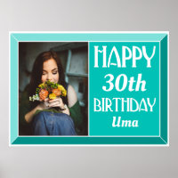 Teal Beveled Art Deco Birthday Photo