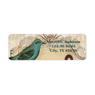 Teal Bird vintage floral botanical wedding