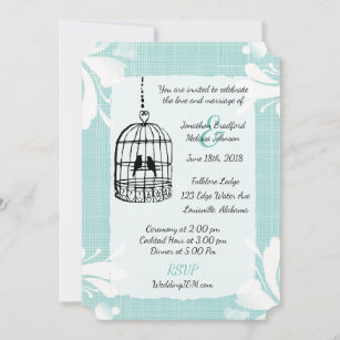 Teal Birdcage Wedding Invitations