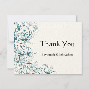 Teal Birds & Swirls Wedding RSVP Response Card
