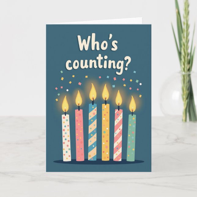Teal Birthday Candles Card (Front)