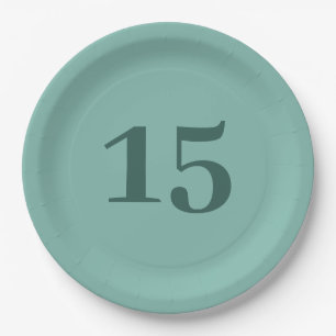 Teal Birthday Number Minimalist Paper Plate