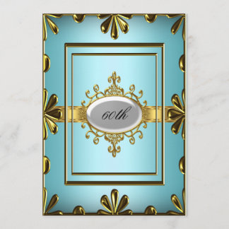Teal Birthday Party Invitation Teal Gold