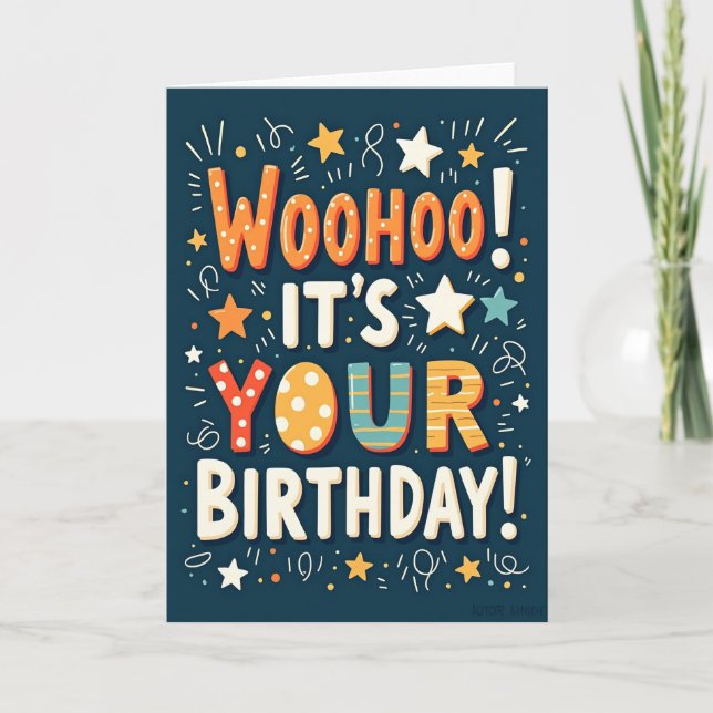 Teal Birthday Typography Card (Front)