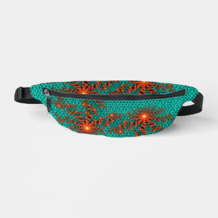 Teal Black Abstract Mandala Pattern Bum Bags