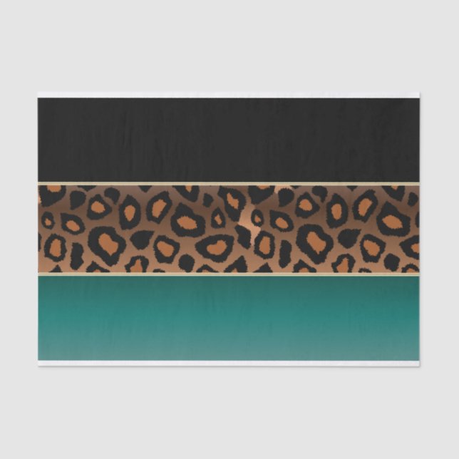 Teal, Black and Jaguar Print Tissue Paper (Front)