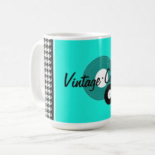 Teal, black and white 1950s theme coffee mug