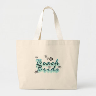 Teal/Black Beach Bride Large Tote Bag