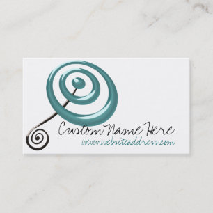 Teal & Black Bullseye and Swirl Business Card