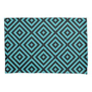 Teal Black Diamond Pattern  Pillowcase