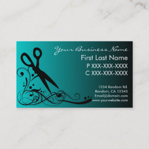 Teal black fade hair cutting business cards