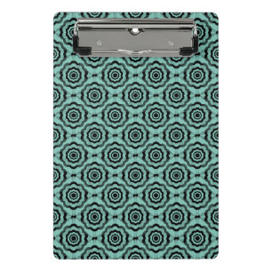 Teal Black Flower Seamless Pattern Mini Clipboard