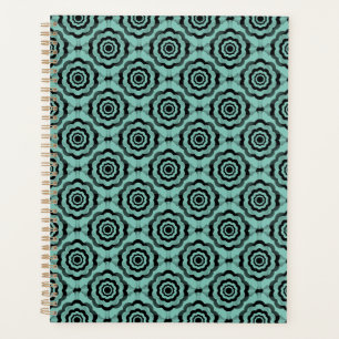 Teal Black Flower Seamless Pattern Planner