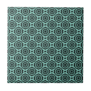 Teal Black Flower Seamless Pattern Tile