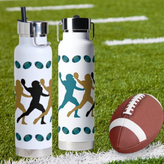 Teal, Black, & Gold Jaguars Football Player figure Water Bottle (Creator Uploaded)