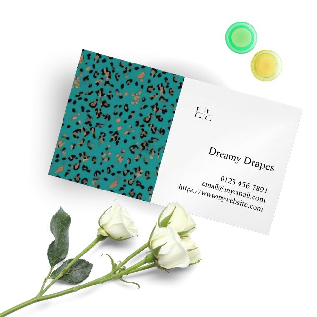 Teal, Black, Gold & White Logo Magnetic Business Card (Creator Uploaded)