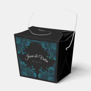 Teal Black Gothic Wedding Take Out Favour Box