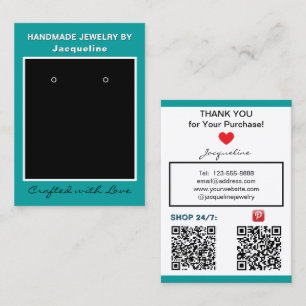 Teal Black Jewelry Earrings QR Codes Business Card