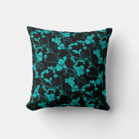 Teal & Black Modern Floral Flourish Pattern