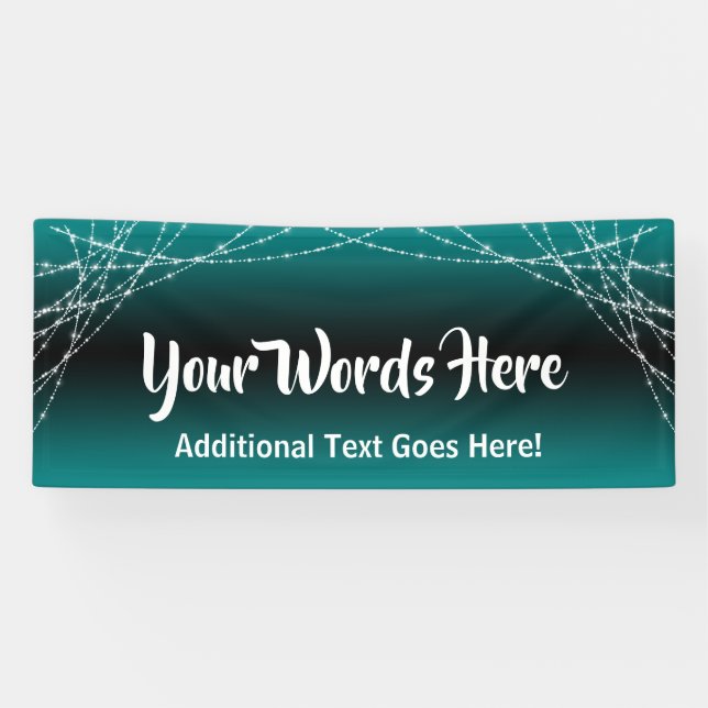 Teal & Black Ombre Light Strings Add Your Own Text Banner (Horizontal)