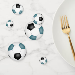 teal black soccer balls kids sports party confetti
