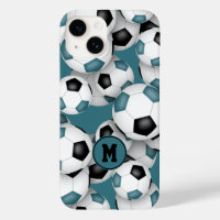 Teal black soccer team colours kids sports pattern