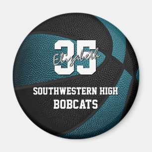 teal black sports team colors gifts basketball magnet