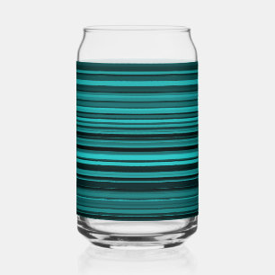 Teal Black Stripes Can Glass