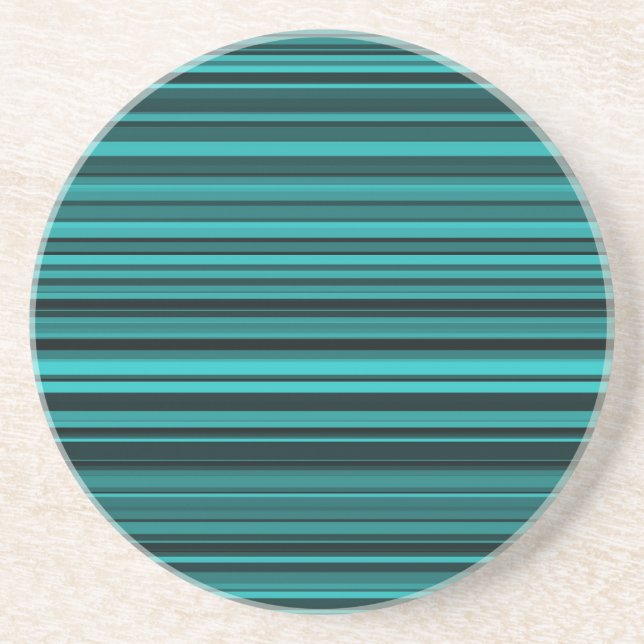 Teal Black Stripes Coaster (Front)