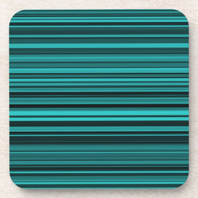 Teal Black Stripes Coaster (Front)