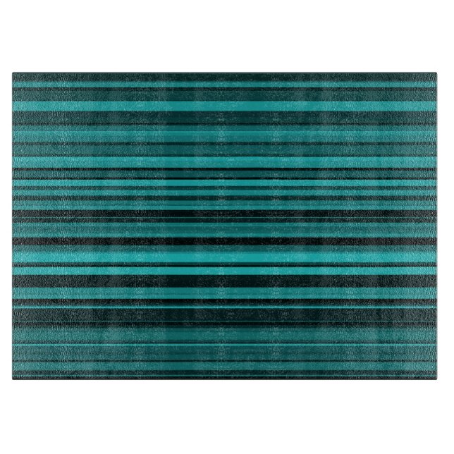 Teal Black Stripes Cutting Board (Front)