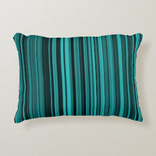Teal Black Stripes Decorative Cushion