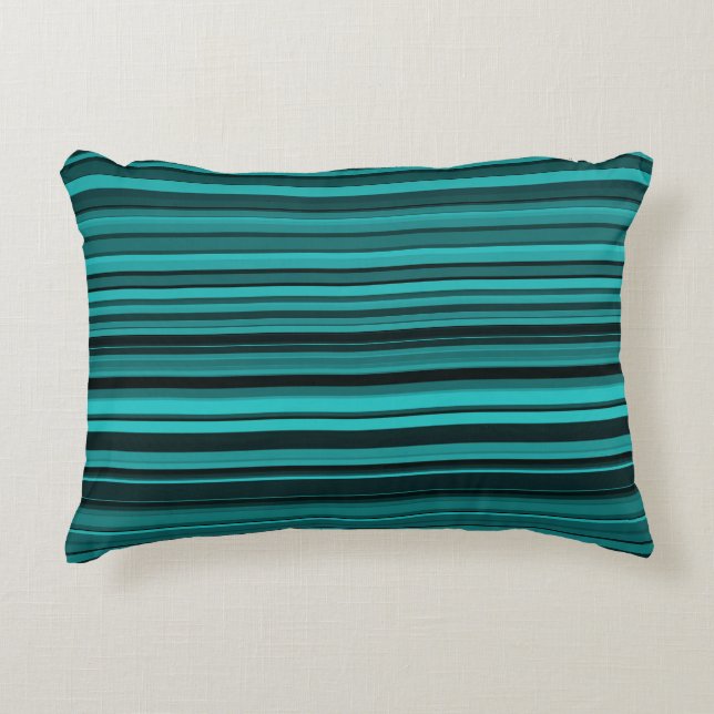 Teal Black Stripes Decorative Cushion (Front)