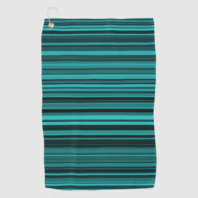 Teal Black Stripes Golf Towel (Front)