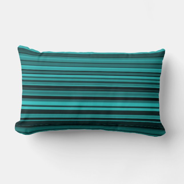 Teal Black Stripes Lumbar Cushion (Front)