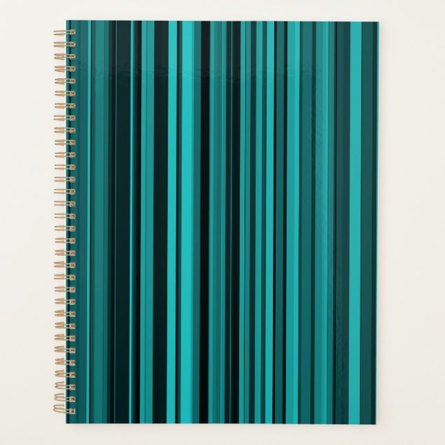 Teal Black Stripes Planner (Front)