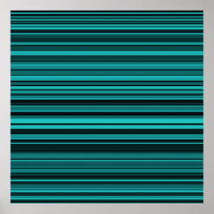 Teal Black Stripes Poster