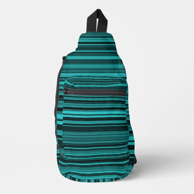 Teal Black Stripes Sling Bag (Front)